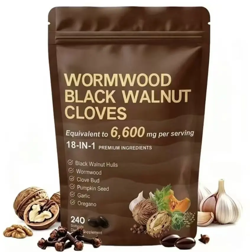 Wormwood Black Walnut Cloves Capsules - Natural Parasite Cleanse, Gut Health Support, Immune & Metabolism Boost - 240 Count Wellness Supplement