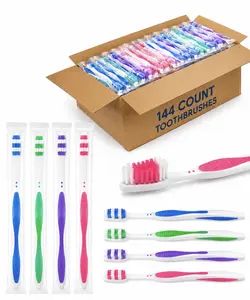 144 Pack Bulk Individually Wrapped Toothbrushes, Soft Bristle Adult Travel Toothbrushes for Schools, Hotels, Churches, Shelters and Donations
