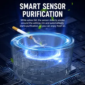 Tired of Secondhand Smoke Indoors?This Electric Ashtray Cleans the Air While You Smoke,Portable Electric Air Purifier Ashtray,  Smokeless Ashtray for Multi-Scenario Use,Smart Sensor Ashtray with Air Purifier