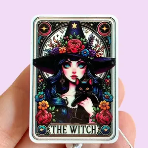 Glitter My Badge Halloween tarot card nurse ghost badge reel for nurse and hospital workers. Badge clip Badge pull - Retractable swivel clip with a 360 rotation. Great gift for coworker.