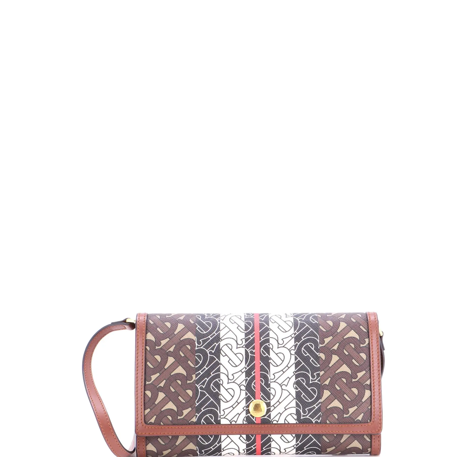 Pre-owned BURBERRY Canvas Coated, Leather Shoulder Bags TB Flap Bag Monogram E Canvas Small by Rebag