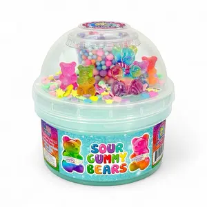 Sour Gummy Bear DIY Slime Kit - Teal Cloud Dough with Glittery Bears