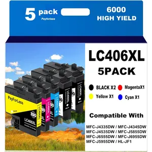 Cartridges 5 Pack Compatible for Brother Printers 2 Black 1 Cyan Magenta Yellow High Yield