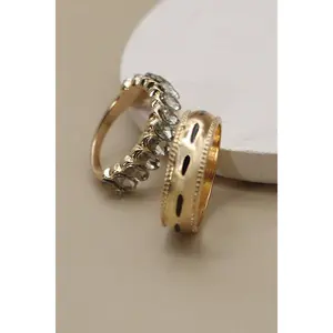 Navette Rhinestone Duo Ring
