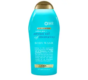 OGX Radiant Glow + Argan Oil of Morocco Extra Hydrating Body Wash for Dry Skin, Moisturizing Gel Cleanser for Silky Soft Skin, Body Wash for Women, Sulfate-Free Surfactants, 19.5 fl oz