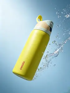 Owala Anti-Leak Vacuum Flask Water Drink Bottle - Stylish Portable Design, 24-Hour Cold Retention, Vibrant Yellow, Pastel Lockable Push-Button Lid, Sporty Temperature-Control Flask for Gym, Travel, Anti-Leak Vacuum Flasks