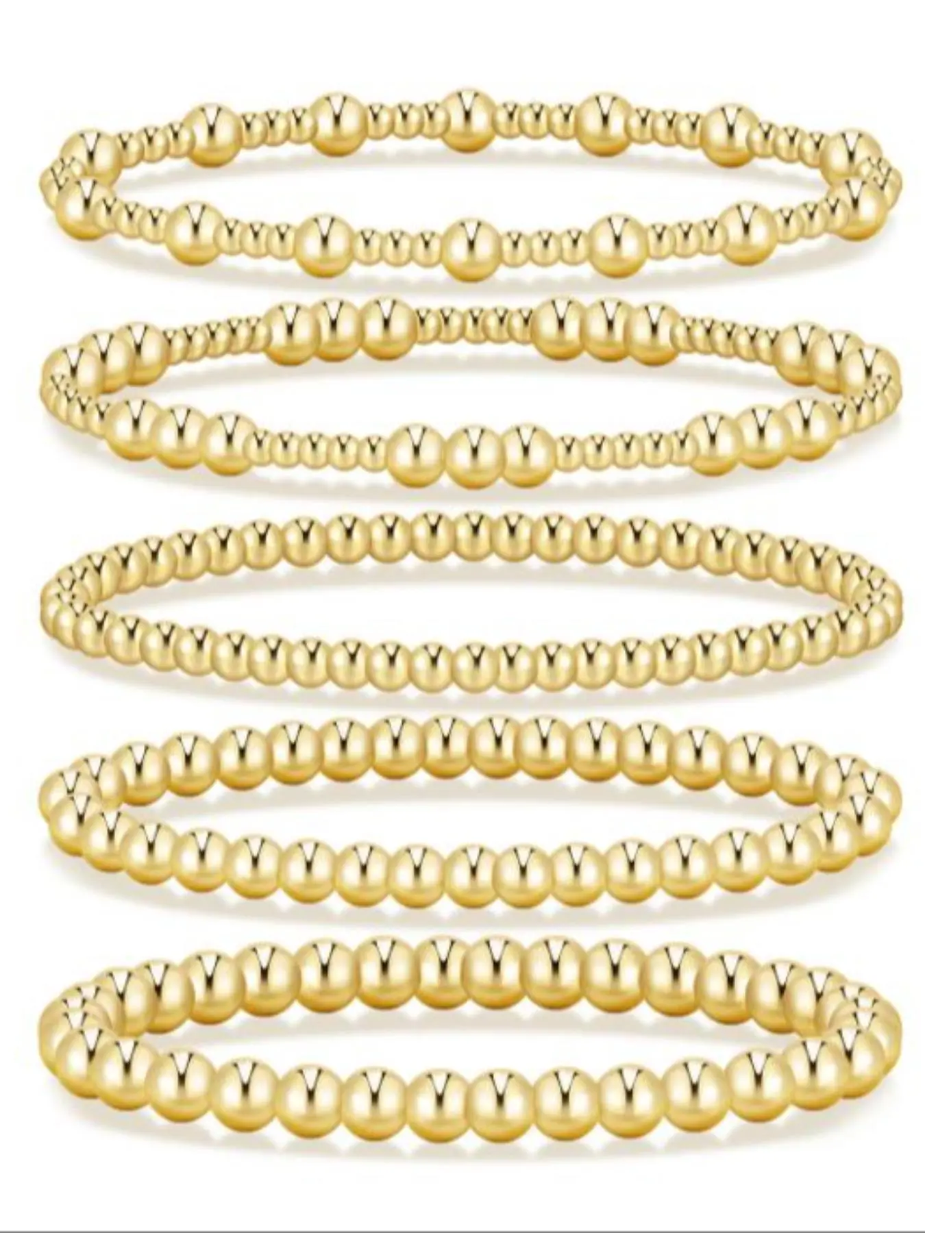 Women's Waterproof Beaded Bracelets Set, Multilayered Bangles Adjustable Stackable Beaded Ball Chain Jewelry Gift, Beaded Bracelet Sets, Adjustable Beaded Design, Elegant Ladies Accessory