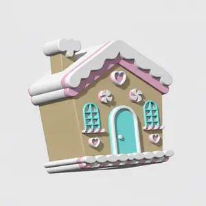 Gingerbread House Straw Toppers Cute Christmas Drink Accessories Kawaii Pink Holiday Cup Decor with Snowy Roof and Heart Details