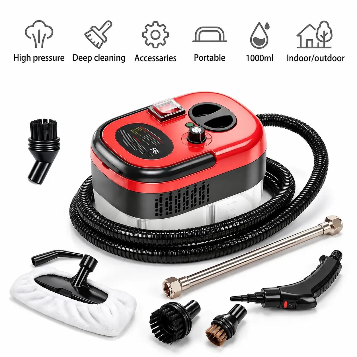 【BackToSchool】2500W 3-Bar High-Pressure Portable Handheld Steam Cleaner, 105°C Multi-Surface Cleaner for Deep Cleaning Car, Kitchen, Bathroom Tile Grout