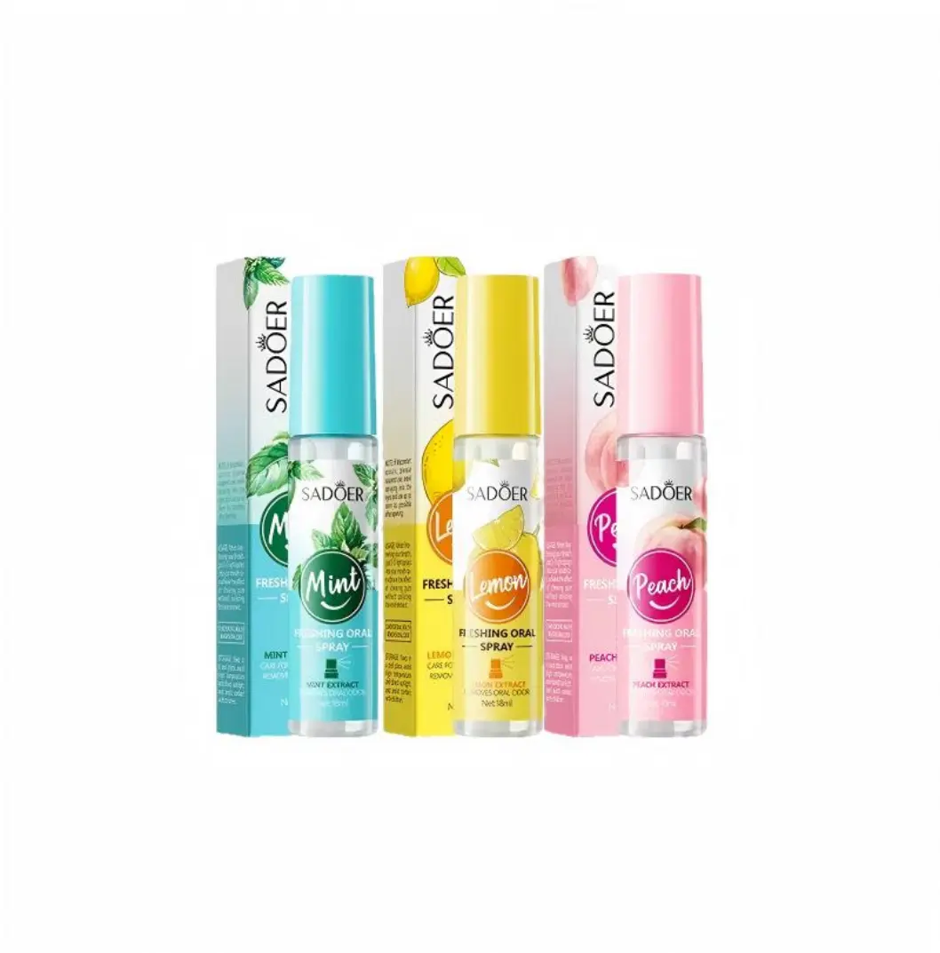 Lightweight Daily Portable Oral Breath Spray - Mint, Lemon, Peach 3 Flavors, On-the-Go Mouth Freshener for Bad Breath