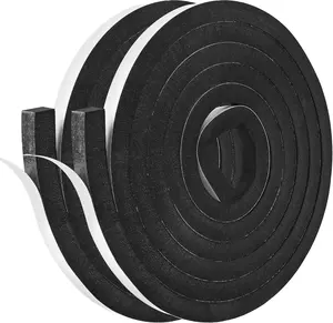 Kikerike Self Adhesive Foam Tape Weatherstrip 1/2In X 1/2In X 16.5Ft High Density Foam Insulation Strips Seal Weather Stripping with Strong Adhesive for Door and Window Sound Isolation Soundproofing