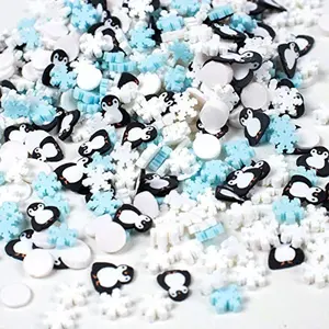 Polymer Clay Penguin Snowflake Sprinkles for Fake Dessert Cake Decor, Decoden Phone Case, Slime Projects DIY, Scrapbooking, Resin Jewelry Making Pack of 50g