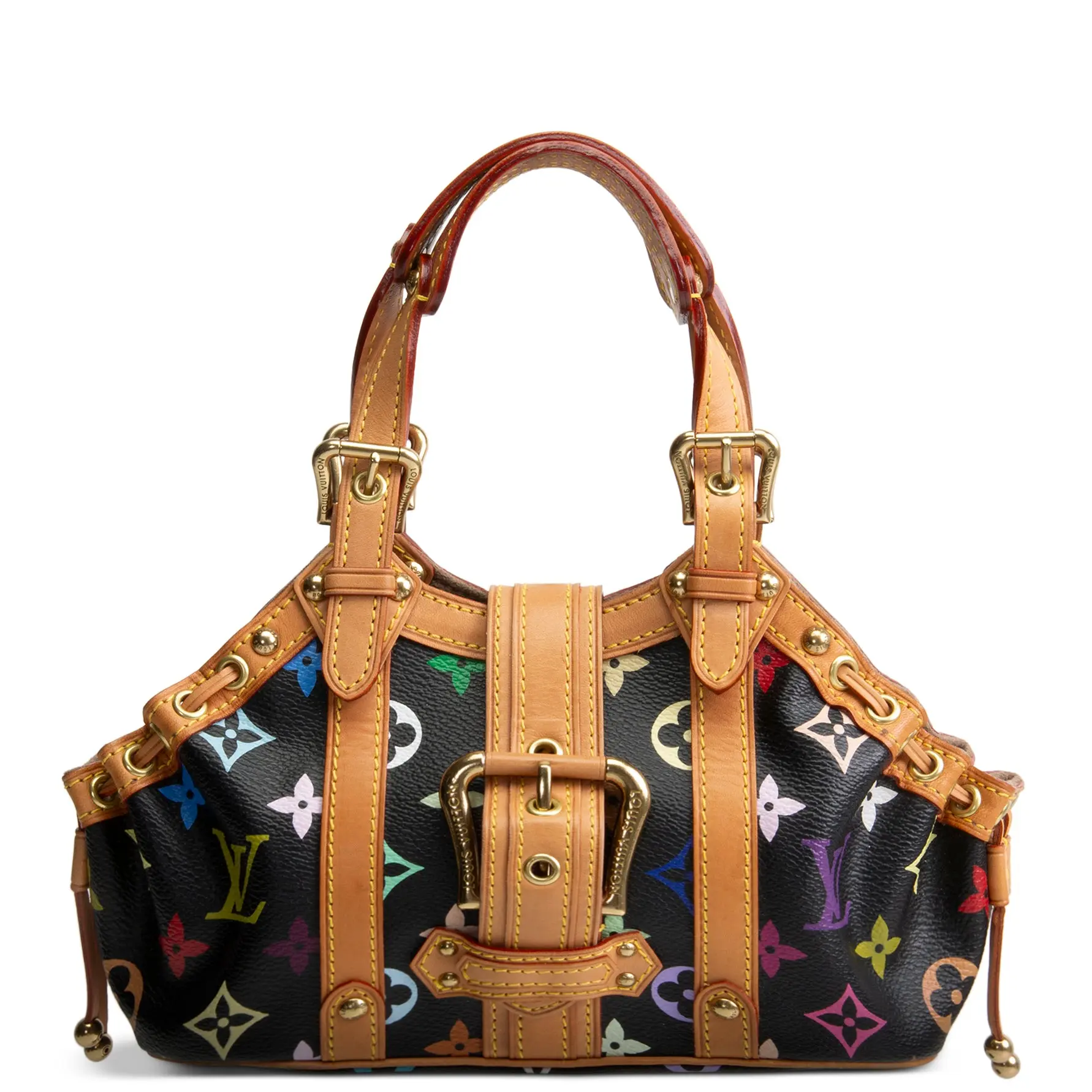 Pre-owned Louis Vuitton Coated Canvas with Vachetta Leather Trim Tote Bags Multicolore Monogram Theda PM