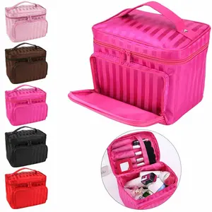 Large multiplepockets Cosmetic Case Makeup Bag Storage Handle Organizer Travel