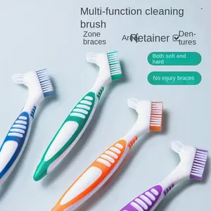 (2pcs)Denture & Retainer Cleaning Brush – Double-Sided Bristles for False Teeth, Aligners & Braces – Hygienic Scrubber for Deep Stain Removal (Compact & Travel-Friendly) Oral Clear Cleansing