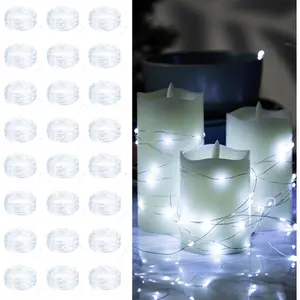 24 Pack Fairy Lights  Operated String Lights 7  20 Led  Christmas Lights  Wire  Starry Moon Lights for Bedroom DIY Party Wedding Patio White