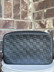 Pre-owned Louis Vuitton Leather Small Leather Goods Toiletry Pouch Damier Infini GM Black 90236