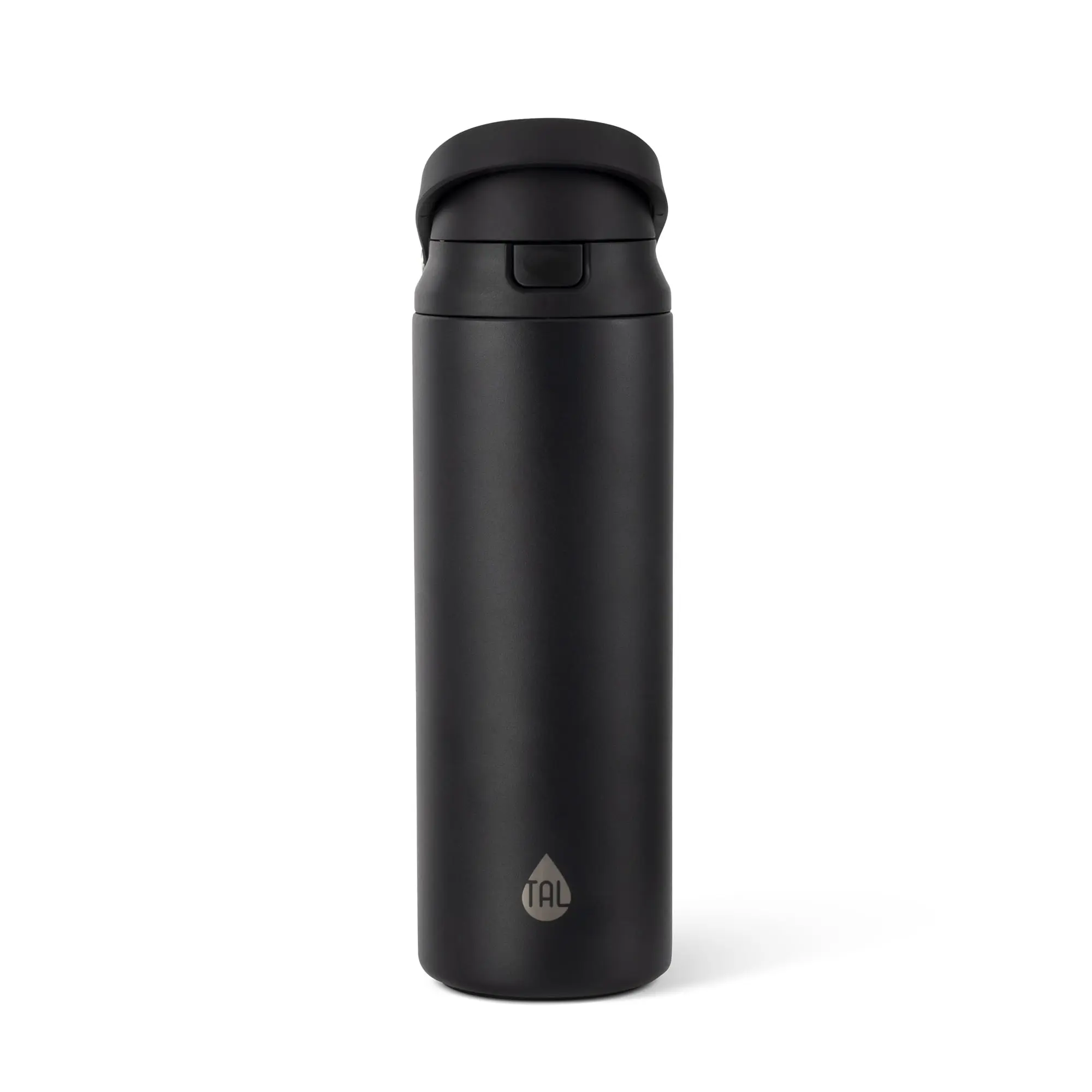 TAL Stainless Steel 2-in-1 Straw and Chug Water Bottle with Push Lid 24 fl oz Black Portable Drinkware