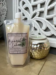 Brazilian Luxury Scented (Bum Bum) 8oz  Squeeze Wax Melt. Coconut Cream, Pistachio, Salted Carmel. Amber-ance & Co Product