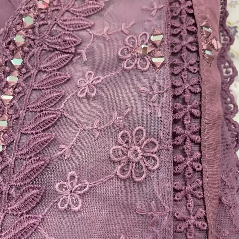 Purple net Pakistani chiffon suit for women in .3piece women wear suit in chiffon