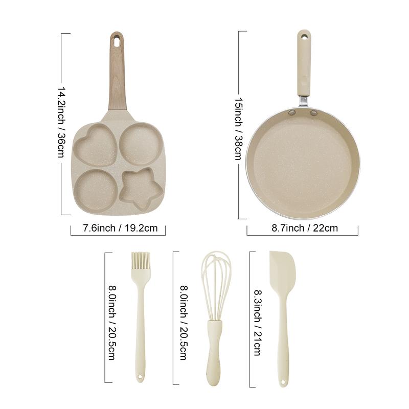 ABKOK Kitchen Cooking Egg Frying Pan, Non Stick 4 Cups Star Heart Shaped Egg Mold Skillet- Pancake Pan for Holiday, All Stoves Available Kitchen Gadgets