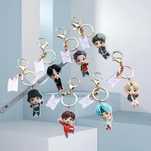DIY for Korean Male Singing Group Bangtan Boys Acrylic Keychain Cartoons Backpack Pendant Accessories Friend's Holiday Gift