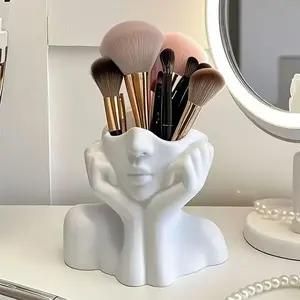 Luxury Art Face Storage Bucket, Makeup Brush Holder, Cosmetic Storage Box, High-End Desktop Decoration, Elegant Home Organizer, Beauty Organizer Box, Perfect Gift Idea