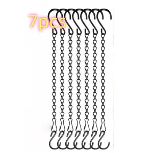 7pcs 11.4-Inch Hanging Chain S Hooks, Adjustable Iron Plant Hangers for Indoor/outdoor, Durable Decorative Plant Racks