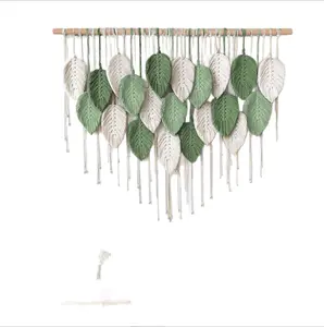 Handwoven Boho Macrame Leaf Wall Hanging, Hangable Bohemian Home Decor Decoration