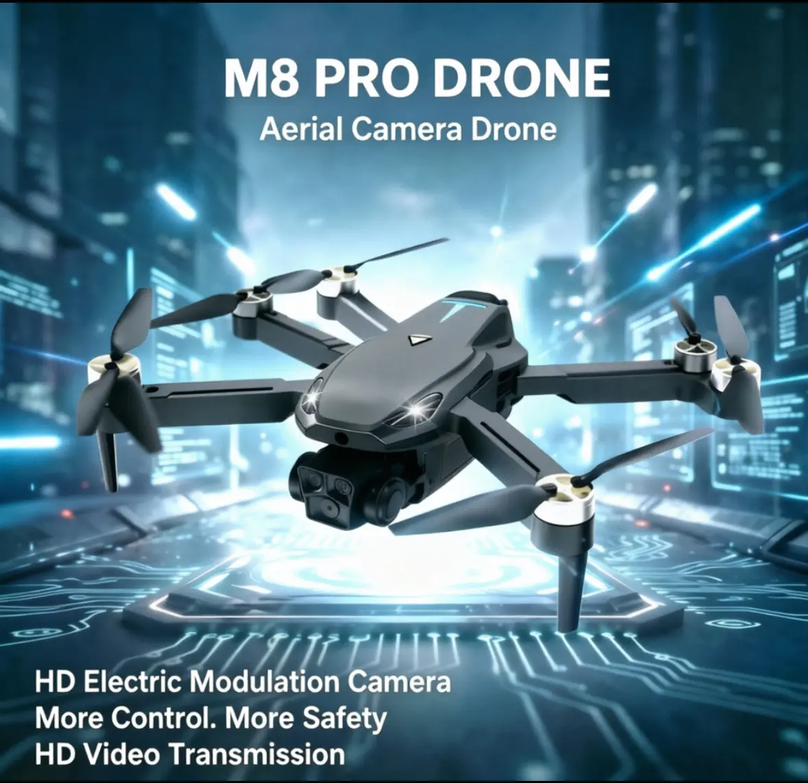 2026 M8 Pro Drone – 4K EIS Camera, GPS & 5G WiFi FPV, Brushless Motor, Optical Flow Hover, Smart Obstacle Avoidance, Auto Return, 360° Stunt Roll, Dual Batteries Included