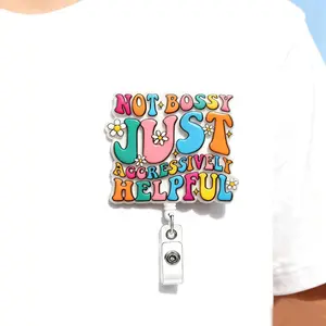Fun Letter Badge Scroll with Extensible Crocodile Clip, Fashionable ID Holder for Doctors Nurses, Perfect Gift for Professionals