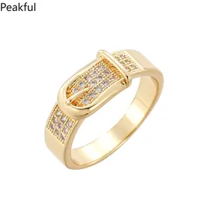 Stainless Steel Belt Rings For Women Zircon Adjustable Belt Finger Ring Femme Geometric Wedding Aesthetic Jewerly Gift anillos