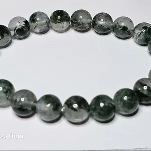 Natural Green Phantom Garden Quartz 9mm Length is 7" stretch bracelet