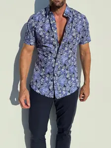 Blue Paisley Floral on Cotton -  Small Batch #601