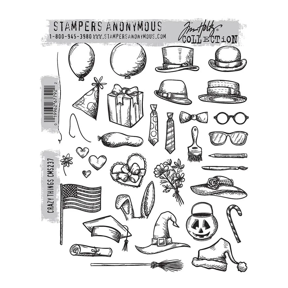 Tim Holtz Stampers Anonymous Cling Mount Stamp Crazy Things