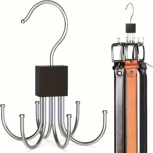 Multifunctional rotating 6-claw hook: for coats, hats, scarves, wardrobe storage rack — door hanger — bag storage hook — polished wooden surface