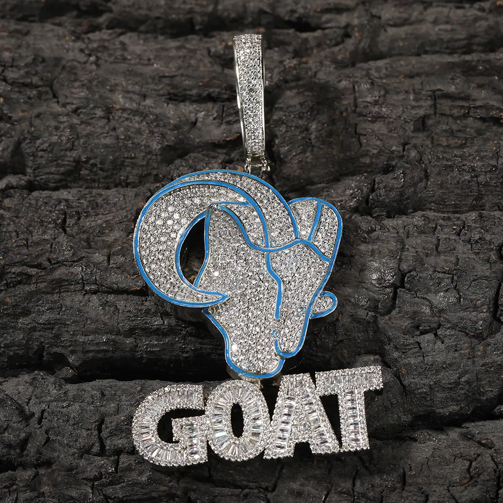 GOAT Ram Head Pendant Bling Statement Charm for Hip‑Hop Street Style