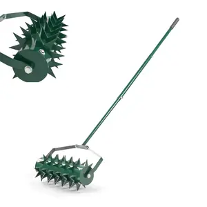 18 Inch Rolling Lawn Aerator - Upgraded Heavy Duty Aerator Lawn Soil Penetrator Spikes w/  upgraded double spikes, Manual Aerator Lawn Tool for Garden Yard