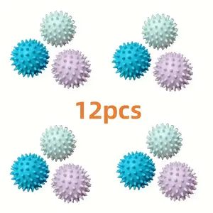 12 Reusable Magic Laundry Balls For Dryer, Softener, Prevents Knots, Removes Stains, Durable PVC, Various Colors, Gentle Cleaning, Fabric Care, Laundry Products