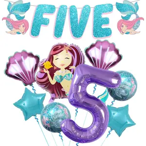 Shiny  5th Birthday Decorations - Pack of 9 |  Balloons, Banners, Party Decorations