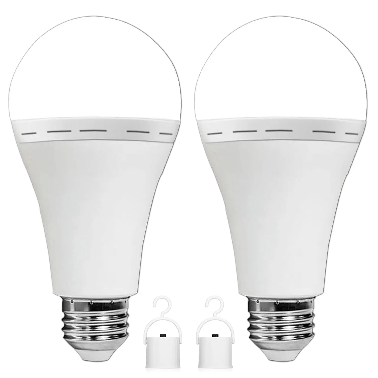 Rechargeable Emergency Light Bulb for Lamps 6000K White Equivalent Battery Operated Light Bulb 9W E26 Self-Charging LED Bulbs for Power Outage Camping Outdoor Activity
