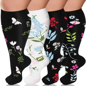Casual Printed Sports Compression Socks Nylon Socks Elastic Socks Running Rope Skipping Compression Socks Tight Calf Socks