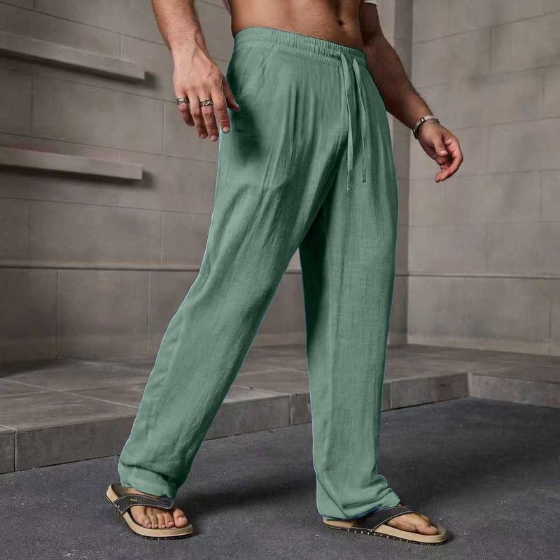 Men’s Summer Casual Linen Pants | Loose fit with a drawstring waist, breathable and stylish, suitable for indoor gatherings, outdoor activities, and golf | Simple design