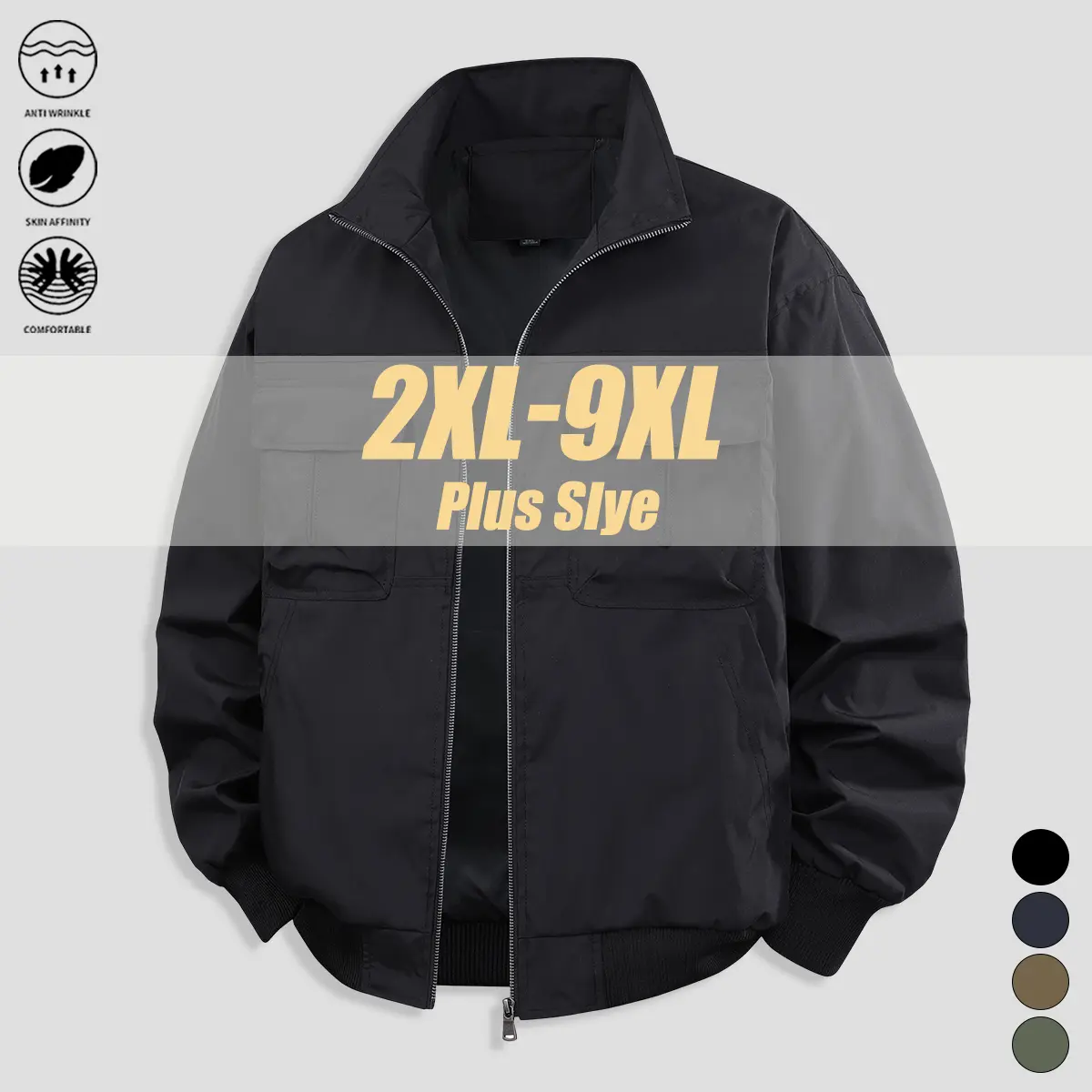 Plus-size men’s jackets, available in sizes from 2XL to 9XL; multifunctional casual outerwear for men; stylish, minimalist men’s aviator jackets; men’s tops; menswear