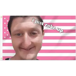 Interesting 3x5 Ft Decorative DanielLarson Flag Double Stitched with 2 Brass Grommets for Indoor Outdoor, Wall Hanging Tapestry College Dorm Room Decoration (I Just Roke Up) Pink American Modern Stripe Design