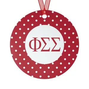 Phi Sigma Sigma Red Polka Dots Christmas Ornaments