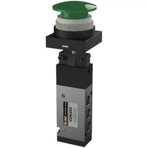 SMC Pneumatics Push Button Mushroom Mechanical Valve - 4-Way 5-Port, 0.55 CV Rate, 1/8" NPT Inlet, Model NVZM450-N01-30G