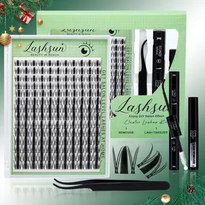 Mixed Length Lash Clusters Kit, 8-18mm Eyelash Clusters, D Curl Wide-Span DIY Eyelash Extensions Kit, Individual Fake Eyelashes Clusters Kit, Lashes Bond Seal