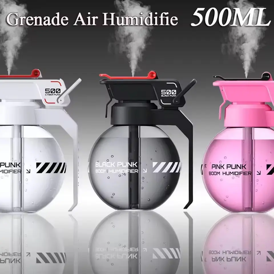 Creative Design Humidifier, 500ML Silent Ultrasonic Humidifier, Portable Cyberpunk Style, USB Rechargeable Desktop Humidifier, Home Office Use