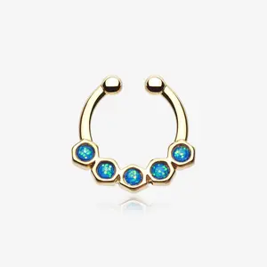 Golden Opal Hexa Gemina Fake Septum Clip-On Ring